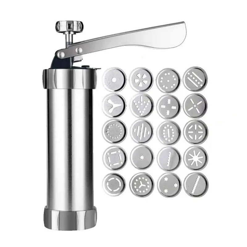 Churros Maker Gun - Multifunktionales Aluminium-Kekspresse-Set, manuelle Churros-Maschine, Keks- und